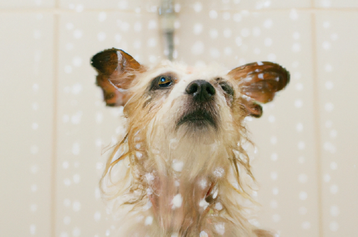 como banar a un perro que tiene miedo al agua