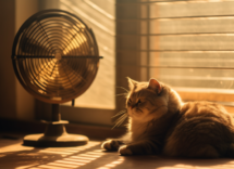 contents a real photo of a cat sitting next to a fan beautiful 0ca02528 ec92 4800 baae b96498c39435