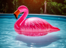 contents a real photo of an inflatable pink flamingo in the poo 86c94c32 8ab9 4d0a 8992 c9d9268891d6