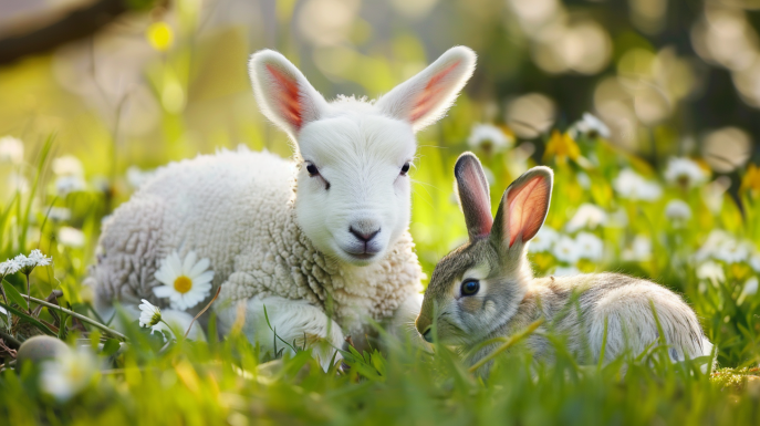 agnello e coniglio i due animali simbolo della pasqua