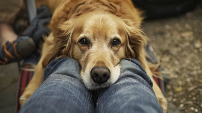 cosa vuol dire quando il cane appoggia il muso sulle gambe