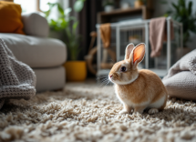 Conejo feliz en un entorno saludable y cuidado