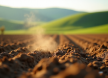 Lia Ferrarini in un campo agricolo emiliano