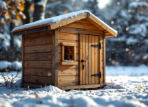 Caseta de perro bien preparada para el invierno
