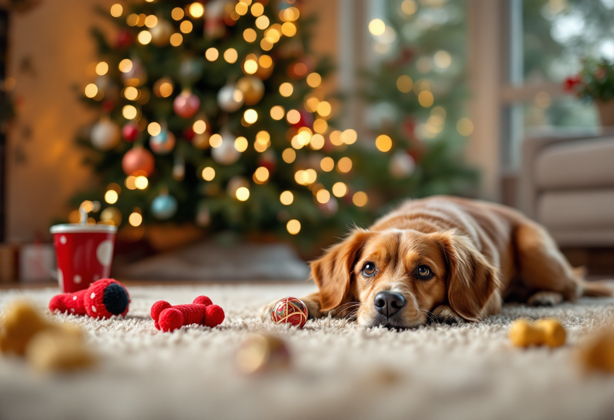 Perro disfrutando de las festividades con su dueño