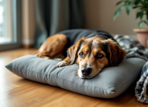 Perro durmiendo feliz en un lugar cómodo y seguro