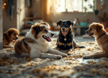 Perro feliz adoptado en un hogar amoroso