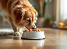 Mascota disfrutando de una comida saludable y equilibrada