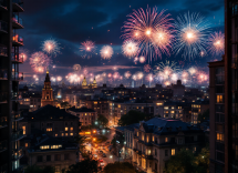 Animales asustados por fuegos artificiales en la noche
