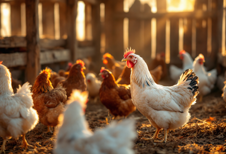 Gallinas felices en un entorno doméstico