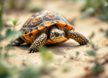 Tartaruga interagendo con un umano in un ambiente naturale