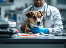 Veterinario che cura un animale in difficoltà