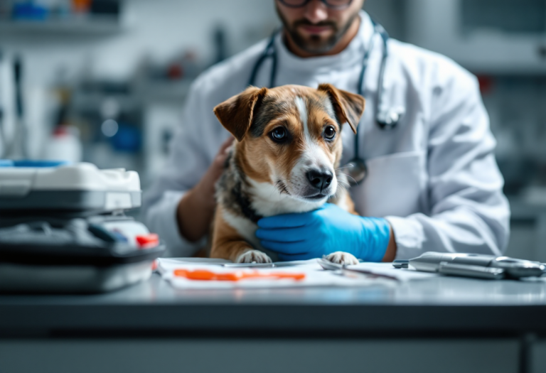 Veterinario che cura un animale in difficoltà