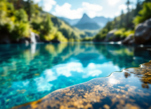 Perro disfrutando de una piscina natural en España