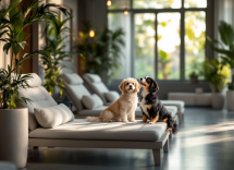 Cane e gatto in una spa per animali