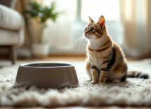 Gatto che mangia malta per migliorare la digestione