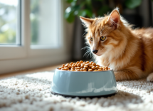 Cani e gatti che mangiano cibo sano e nutriente