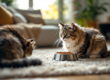 Opzioni di cibo per gatti senior in una ciotola