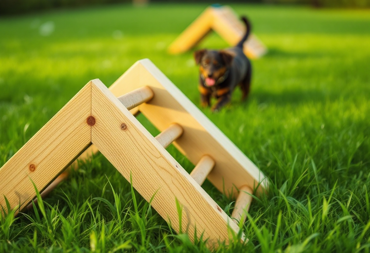 Cane che partecipa a un percorso di agility all'aperto