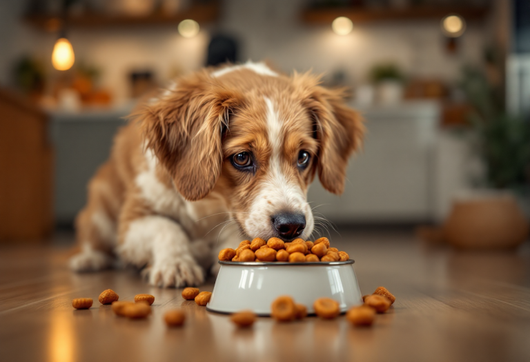 Cane mangiando cibo specifico per digestione
