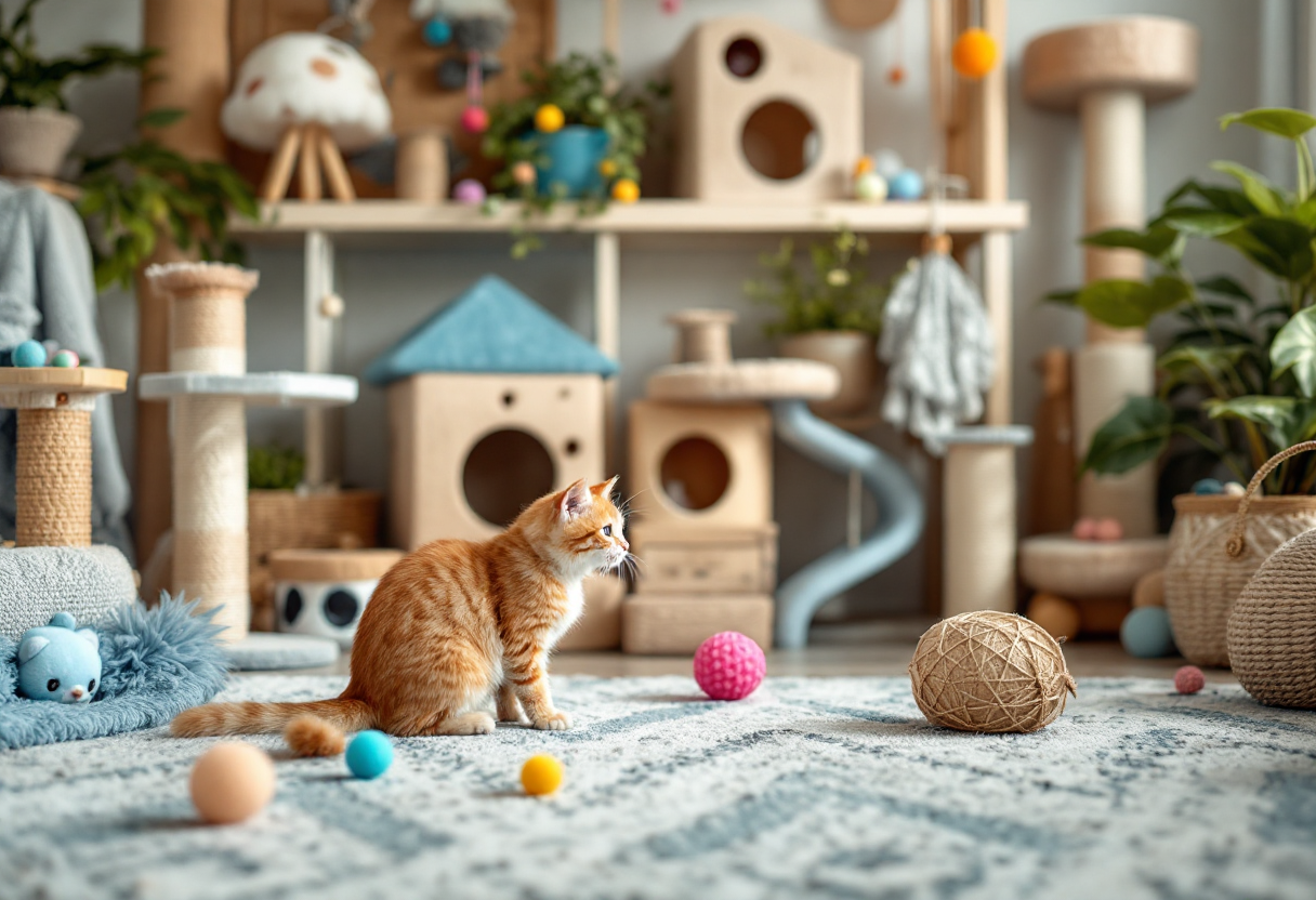 Gato jugando con un juguete de inteligencia en casa