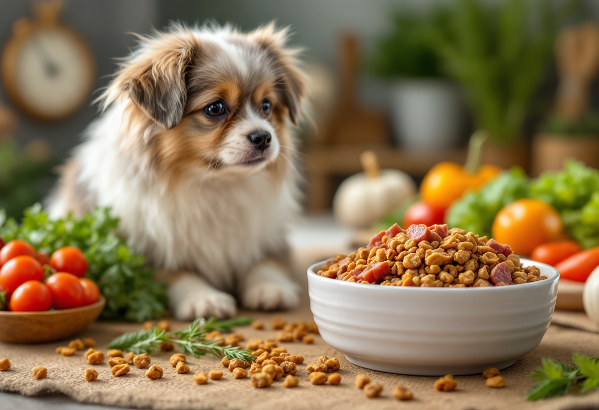 Mascota disfrutando de comida ancestral saludable