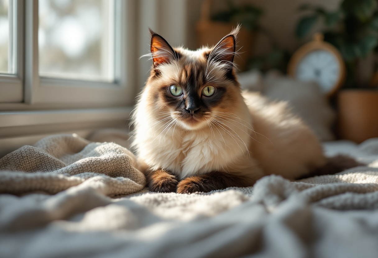 Gato Ragdoll con pelaje suave e impresionante