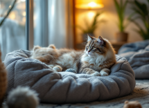 Gato siberiano sano en un ambiente hogareño