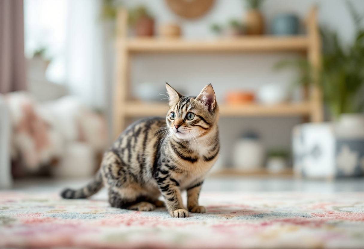Gatto Scottish Fold sano e felice con un ambiente curato