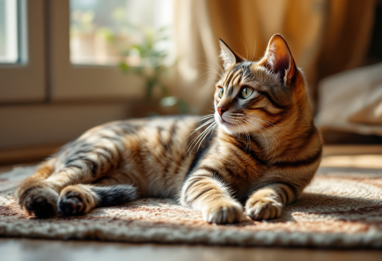 Gato Abisinio con pelaje marrone e occhi verdi