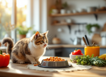 Gato en una balanza mostrando su progreso de peso