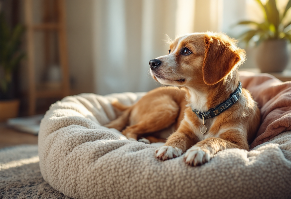 Due persone che si prendono cura di un cane felice