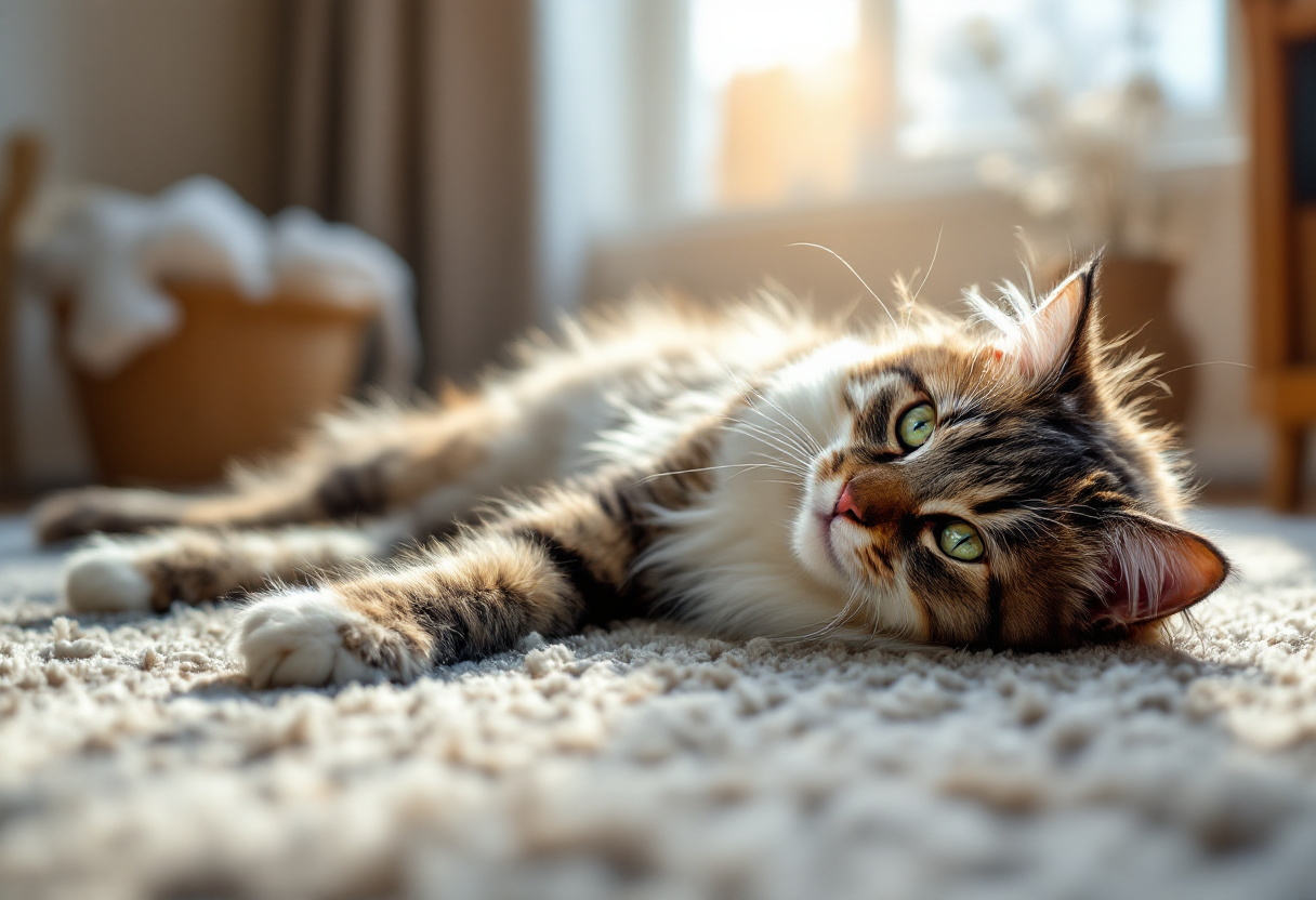 Gato Maine Coon con pelaje espeso y mirada dulce