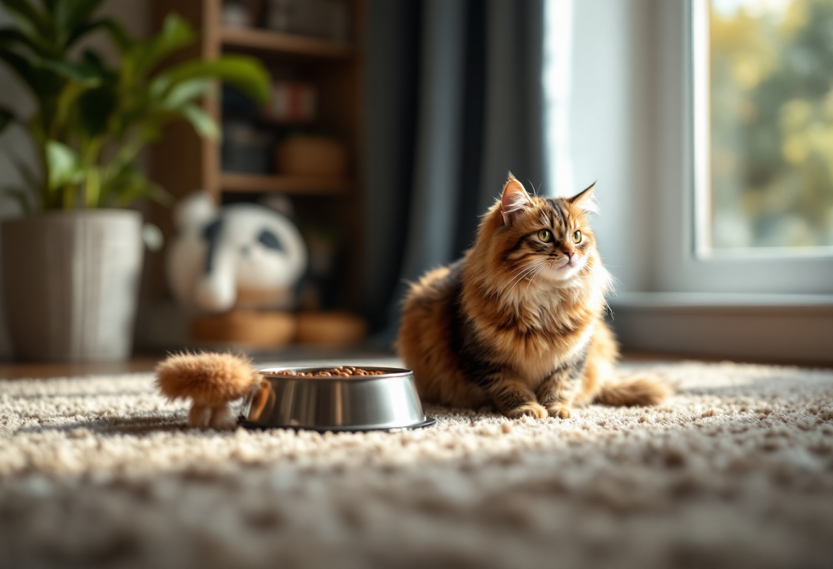 Gato macho y hembra interactuando en un hogar