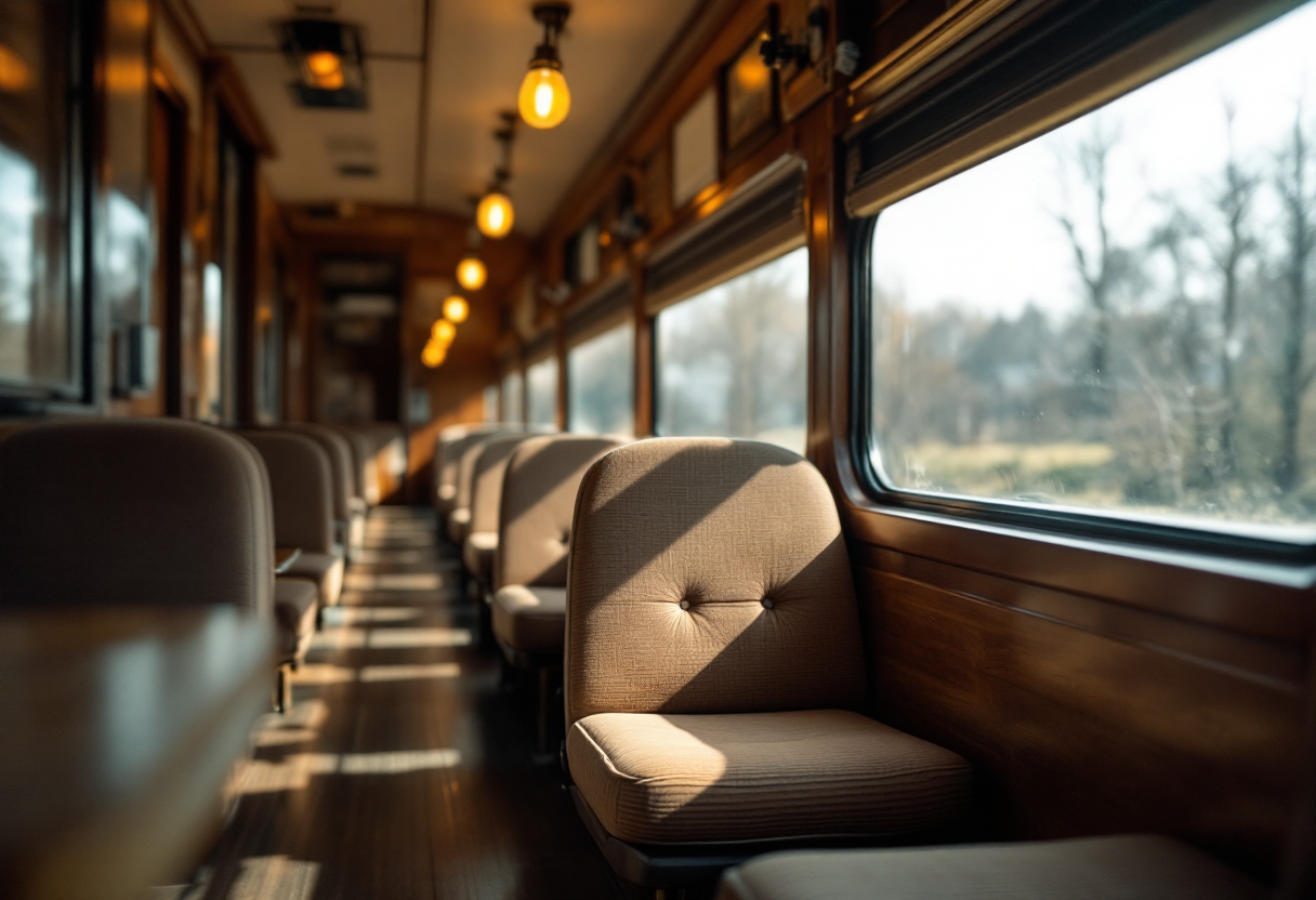 Perro feliz viajando en tren con su dueño